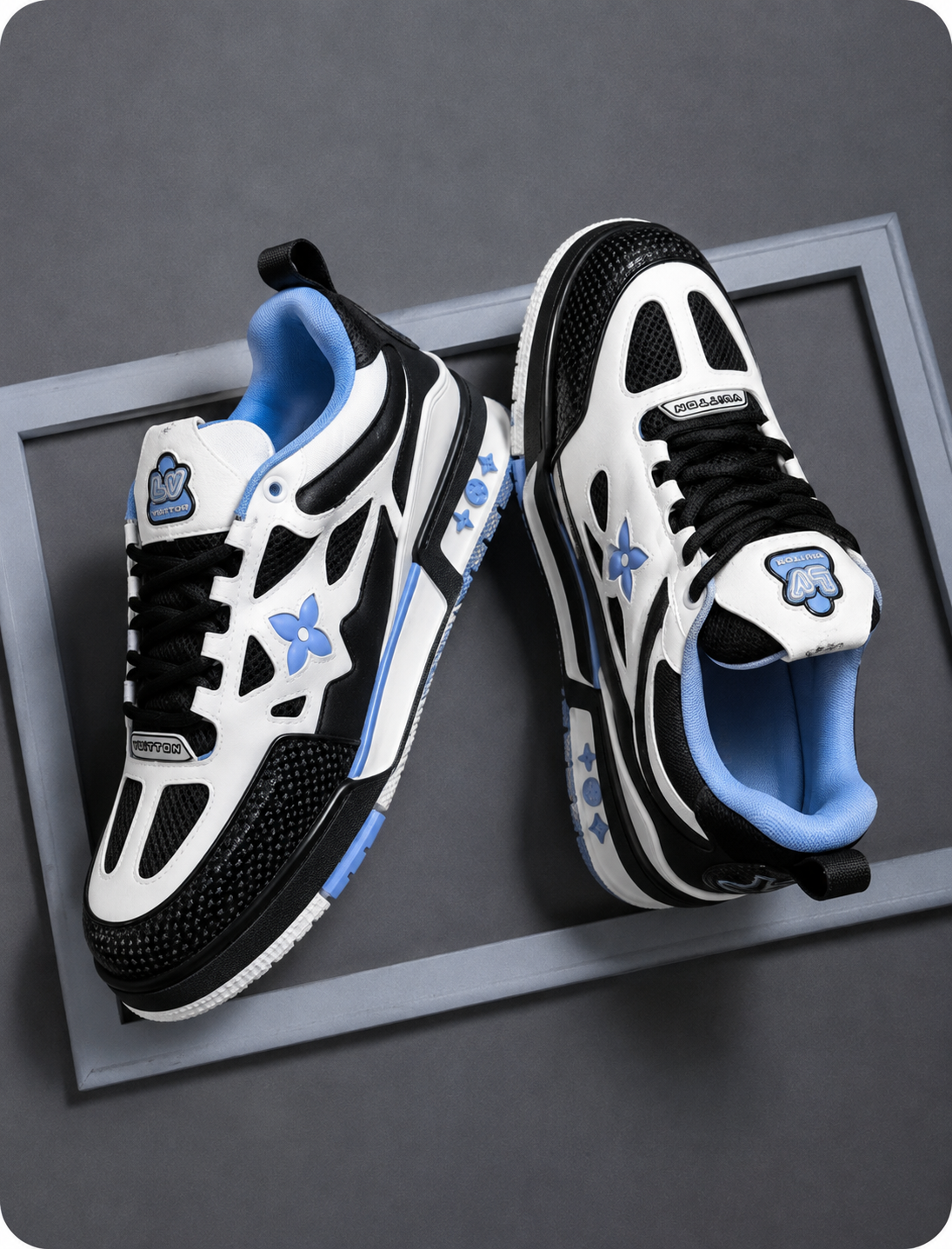 کفش اسپرت LV Trainer مشکی سفید ابی